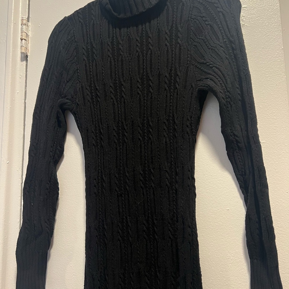 525 Black Midi Cable Knit Sweater Dress - Picture 2 of 3